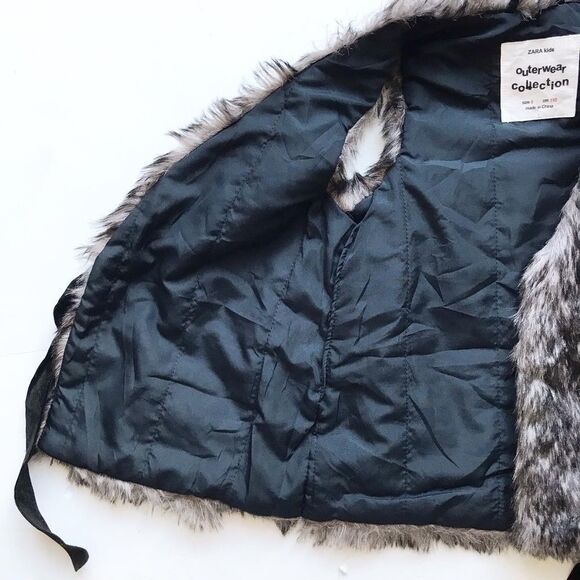 Zara NWT front tie faux fur vest 5T - Picture 4 of 6
